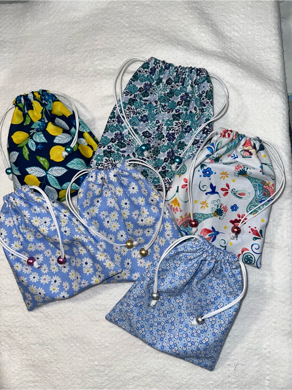 Handmade UH-OH Drawstring Travel Pouch that holds one Emergency Sick Bag. - Picture 7 of 16